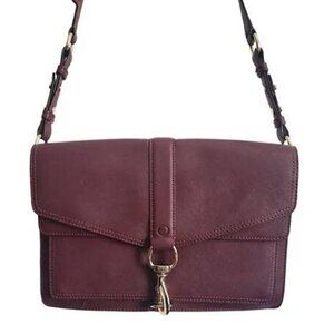 Rebecca Minkoff Hudson Large Moto Saffiano Leather Crossbody Bag in Deep Red